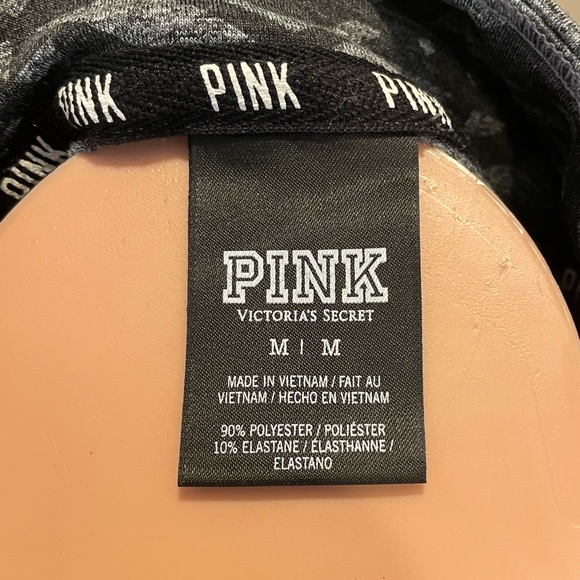 Victoria's Secret Pink 1/4 Zip Pullover Gray w/neon green trim Size Medium - Picture 3 of 6